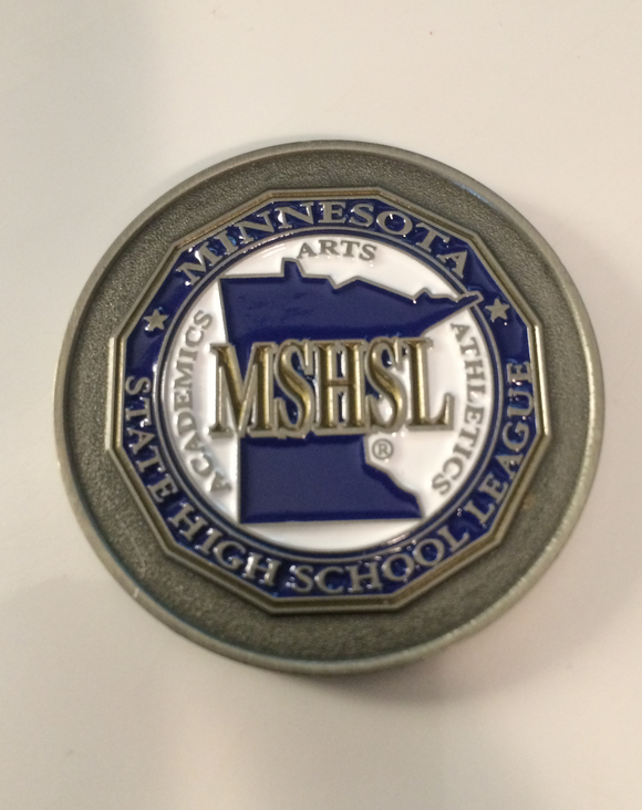 MSHSL Flipping Coin with MSHSL logo on Heads side